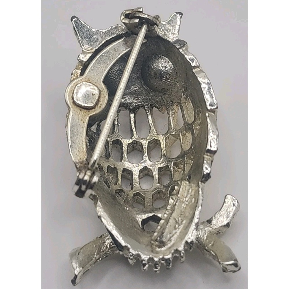 Vintage Napier GoldTone Owl Bird Green Rhinestone Eyes 1.50" Brooch Pin - Picture 3 of 6